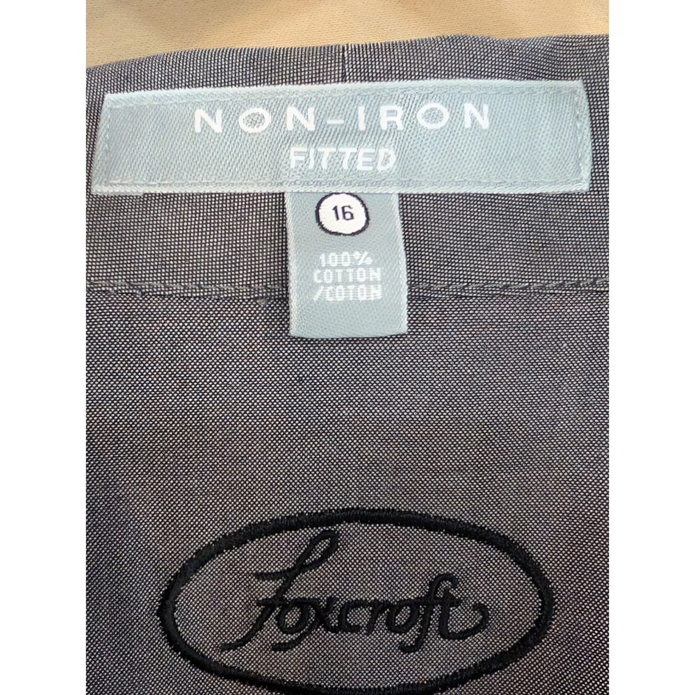 Foxcroft Fitted Non Iron Gray Button Down Long Sleeve Shirt Womens Size 16 Top - Picture 4 of 6